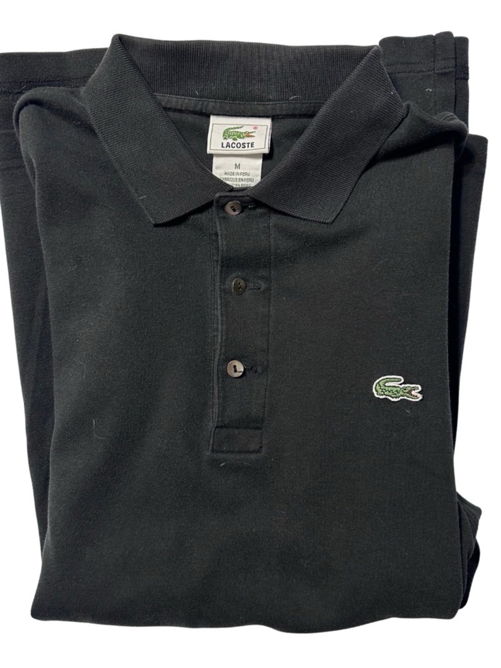 Lacoste Men's Black Polo with Green Crocodile Logo